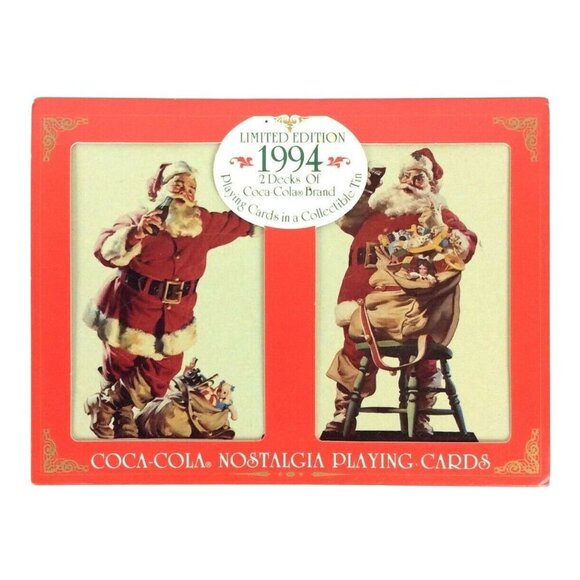 Coca-Cola Santa Claus Ltd Edition 1994 Playing Cards Double Deck Collectible Tin - Picture 2 of 6
